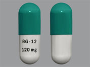 Tecfidera: Esto es un Cápsula Dr imprimido con BG-12  120 mg en la parte delantera, nada en la parte posterior, y es fabricado por None.