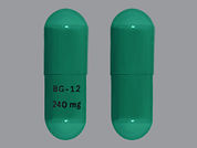 Tecfidera: Esto es un Cápsula Dr imprimido con BG-12  240 mg en la parte delantera, nada en la parte posterior, y es fabricado por None.