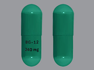 This is a Capsule Dr imprinted with BG-12  240 mg on the front, nothing on the back.
