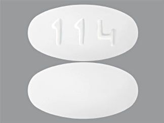This is a Tablet imprinted with 114 on the front, nothing on the back.