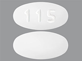 This is a Tablet imprinted with 115 on the front, nothing on the back.