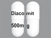 Diacomit: This is a Capsule imprinted with Diacomit on the front, 500mg on the back.