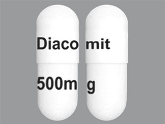 This is a Capsule imprinted with Diacomit on the front, 500mg on the back.