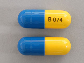 This is a Capsule imprinted with B 074 on the front, nothing on the back.