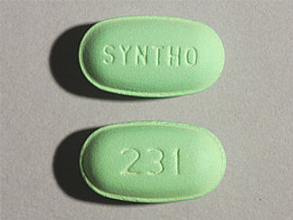 This is a Tablet imprinted with SYNTHO on the front, 231 on the back.