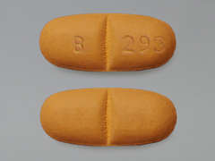Esto es un Tableta beige oval imprimido con B 293 en la parte delantera, nada en la parte posterior, y es fabricado por BRECKENRIDGE.