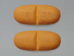 Esto es un Tableta beige oval imprimido con B 294 en la parte delantera, nada en la parte posterior, y es fabricado por BRECKENRIDGE.