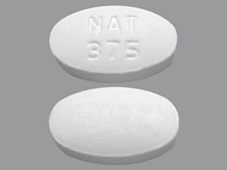 This is a Tablet imprinted with NAT  375 on the front, nothing on the back.