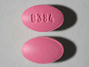 Folbic: Esto es un Tableta color rosa oval imprimido con B384 en la parte delantera, nada en la parte posterior, y es fabricado por BRECKENRIDGE.