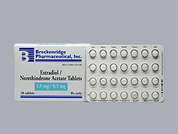 Estradiol-Norethindrone Acetat: Esto es un Tableta blanco redondo imprimido con B en la parte delantera, 474 en la parte posterior, y es fabricado por BRECKENRIDGE.