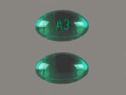 Vitamin D2: Esto es un Cápsula verde oval imprimido con A3 en la parte delantera, nada en la parte posterior, y es fabricado por CHARTWELL RX LL.