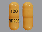 Propranolol Hcl Er: Esto es un Cápsula Er 24hr imprimido con 120 en la parte delantera, RD203 en la parte posterior, y es fabricado por None.