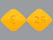 Eplerenone: This is a yellowish-red diamond Tablet imprinted with E on the front, 25 on the back, and is manufactured by BRECKENRIDGE.