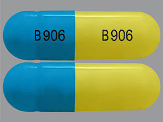 This is a Capsule imprinted with B 906 on the front, B 906 on the back.