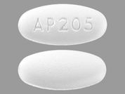 Alendronate Sodium: This is a Tablet imprinted with AP205 on the front, nothing on the back.