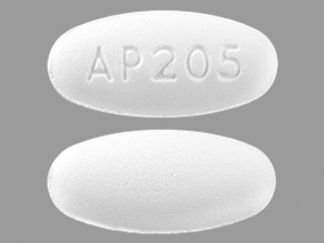 This is a Tablet imprinted with AP205 on the front, nothing on the back.
