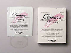 This is a colorless octagonal Patch Transdermal Weekly imprinted with Climara  (estradiol)  0.05mg/day on the front, nothing on the back, and is manufactured by BAYER,PHARM DIV.