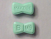 Maxzide: This is a Tablet imprinted with MAXZIDE on the front, B M9 on the back.