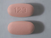 Atripla: This is a Tablet imprinted with 123 on the front, nothing on the back.