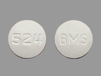This is a Tablet imprinted with BMS on the front, 524 on the back.