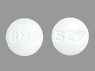 This is a Tablet imprinted with BMS on the front, 527 on the back.