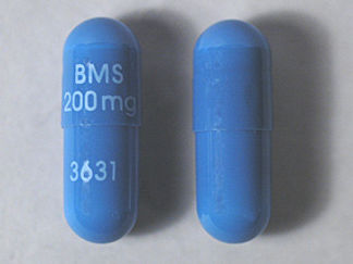 This is a Capsule imprinted with BMS  200mg on the front, 3631 on the back.