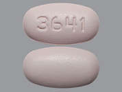 Evotaz: This is a pink oval Tablet imprinted with 3641 on the front, nothing on the back, and is manufactured by BMS PRIMARYCARE.