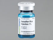 Isosulfan Blue: Esto es un Vial imprimido con nada en la parte delantera, nada en la parte posterior, y es fabricado por None.