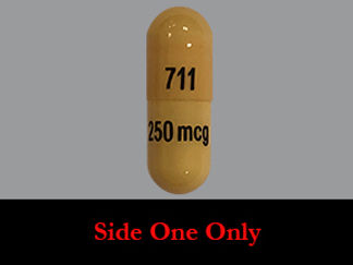 This is a Capsule imprinted with 711 on the front, 250 mcg on the back.