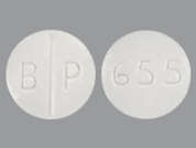 Methimazole: This is a white round Tablet imprinted with B P on the front, 655 on the back, and is manufactured by RISING PHARM.