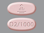 Jentadueto: This is a Tablet imprinted with D2/1000 on the front, logo on the back.