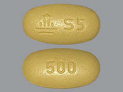 This is a orange oval Tablet imprinted with logo and S5 on the front, 500 on the back, and is manufactured by BOEHRINGER ING..