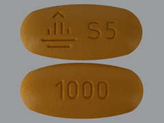 This is a brown oval Tablet imprinted with logo and S5 on the front, 1000 on the back, and is manufactured by BOEHRINGER ING..