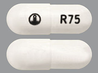 This is a Capsule imprinted with logo on the front, R75 on the back.