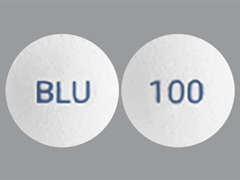 This is a Tablet imprinted with BLU on the front, 100 on the back.