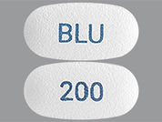 Ayvakit: This is a Tablet imprinted with BLU on the front, 200 on the back.