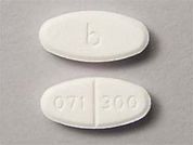 Isoniazid: This is a Tablet imprinted with b on the front, 071 300 on the back.