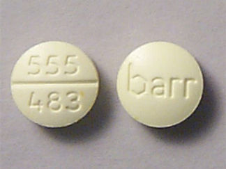 This is a Tablet imprinted with barr on the front, 555  483 on the back.