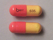 Danazol: This is a Capsule imprinted with barr on the front, 635 on the back.