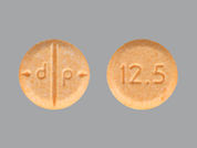Adderall: This is a Tablet imprinted with 12.5 on the front, d p on the back.