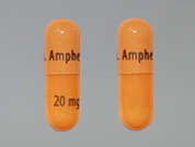 Dextroamphetamine-Amphet Er: This is a orange oblong Capsule Er 24 Hr imprinted with M. Amphet Salts on the front, 20 mg on the back, and is manufactured by PRASCO LABS.
