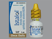 Istalol: This is a Drops Once Daily imprinted with nothing on the front, nothing on the back.