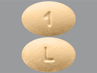 This is a Tablet imprinted with 1 on the front, L on the back.