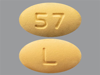 This is a Tablet imprinted with 57 on the front, L on the back.