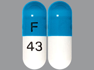 This is a Capsule imprinted with F on the front, 43 on the back.