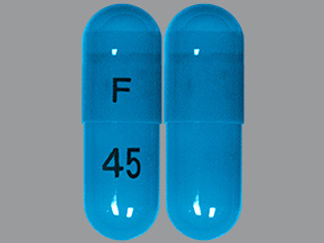 This is a Capsule imprinted with F on the front, 45 on the back.