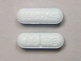 This is a Tablet imprinted with BETAPACE on the front, 80 mg on the back.