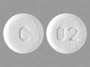Risperidone Odt: Esto es un Tableta De Desintegración blanco redondo imprimido con C en la parte delantera, 02 en la parte posterior, y es fabricado por JUBILANT CADIST.