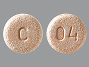 Risperidone Odt: Esto es un Tableta De Desintegración imprimido con C en la parte delantera, 04 en la parte posterior, y es fabricado por None.