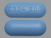 Valacyclovir: This is a Tablet imprinted with C324 500 on the front, nothing on the back.